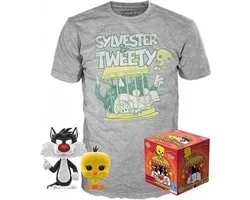 Funko Pop! - Loony Tunes: Set Figure and Tee - Sylvestre and Tweety Flocked Exclusive Maat L