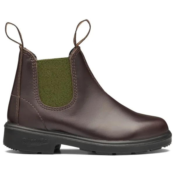Kid's #2394 Brown Leather With Olive Elastic